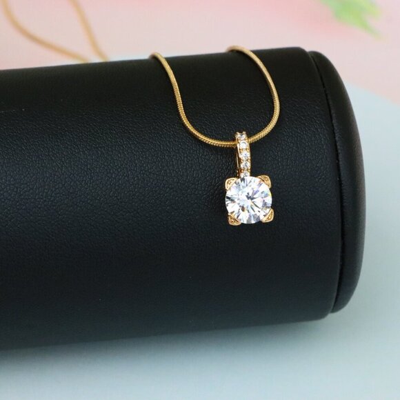 "Elegant White Solitaire Pendant with Sparkling Bail Accent, XPPT1715 - Picture 5 of 13